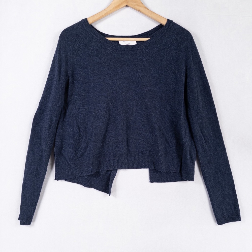 Charli London Sweater Womens 1 S/M Navy Blue Pullover Split Back Long Sleeve